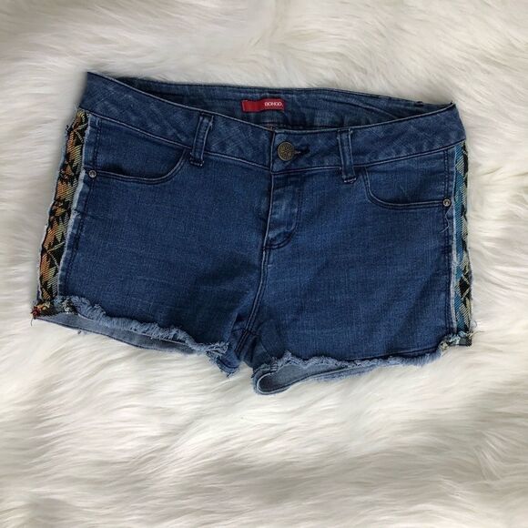 Vintage Bongo Mid-Rise Cutoff Fabric Sided Shorts - Picture 1 of 5